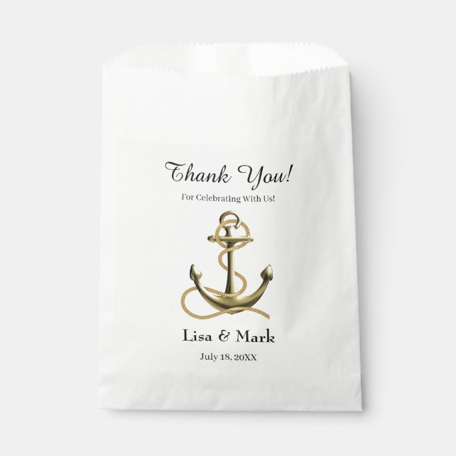 Sachets En Papier Mariage Ancre Nautique (Devant)