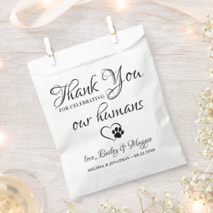 Sachets En Papier Mariage animal personnalisé Merci chien Doggie