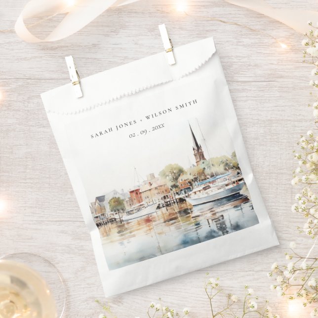 Sachets En Papier Mariage aquarelle chic Annapolis Maryland (Coupé)