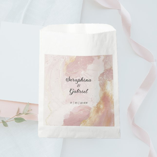 Sachets En Papier Mariage Aquarelle rose paradisiaque (Créateur téléchargé)