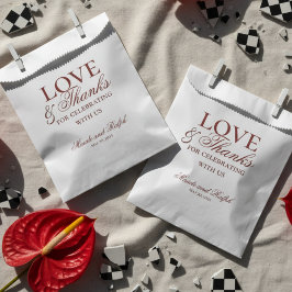 Sachets En Papier Mariage Argent Ancien Gras Rouge Amour et Remercie