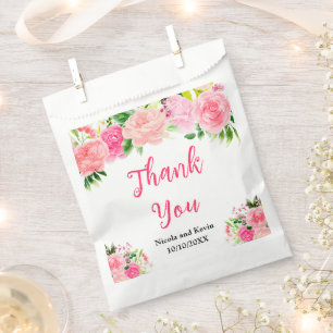 Sachets En Papier Mariage aux Roses Roses avec Feuillage