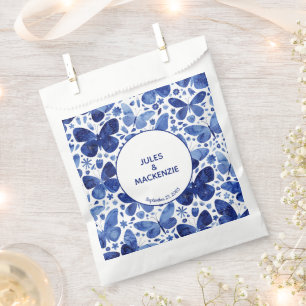 Sachets En Papier Mariage Bleu d'aquarelle papillon