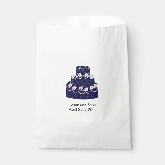 Sachets En Papier Mariage bleu marine (Devant)