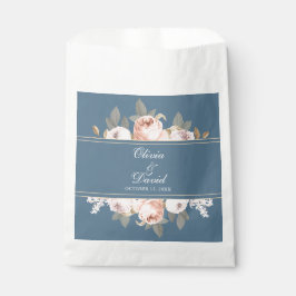 Sachets En Papier Mariage Bohème Bleu et Pivoines Roses