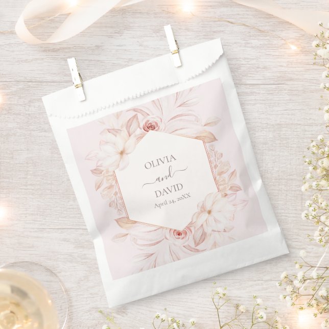 Sachets En Papier Mariage Boho Pale Rose Roses (Coupé)