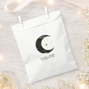 Sachets En Papier Mariage Céleste Lune Étoiles Noir & Or