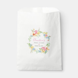 Sachets En Papier Mariage Champêtre Rose Jaune Fleurs Aquarelle