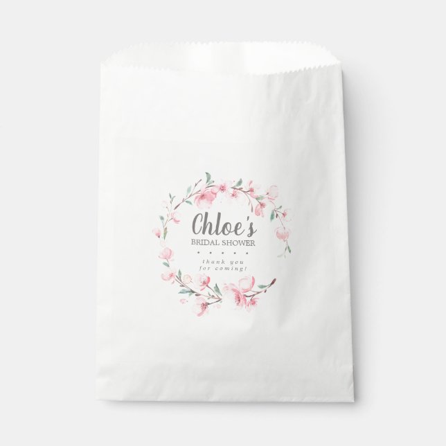 Sachets En Papier Mariage Champêtre Rose Pâle Floral (Devant)