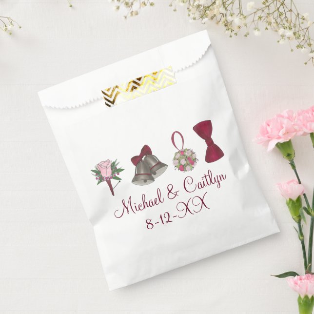 Sachets En Papier Mariage cloches Fleurs Bow Cravate de poche servie (Scellé)
