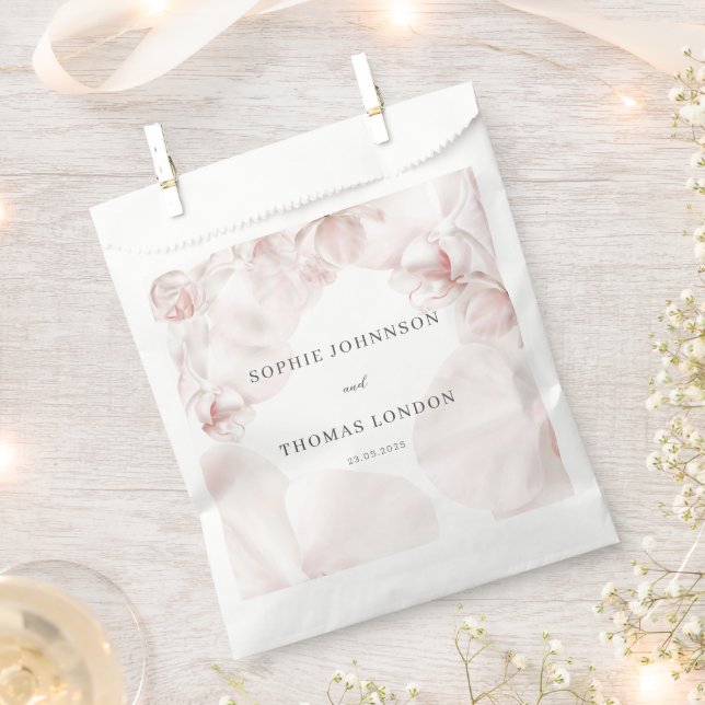 Sachets En Papier Mariage d'aquarelle d'orchidée rose poussiéreux (Coupé)