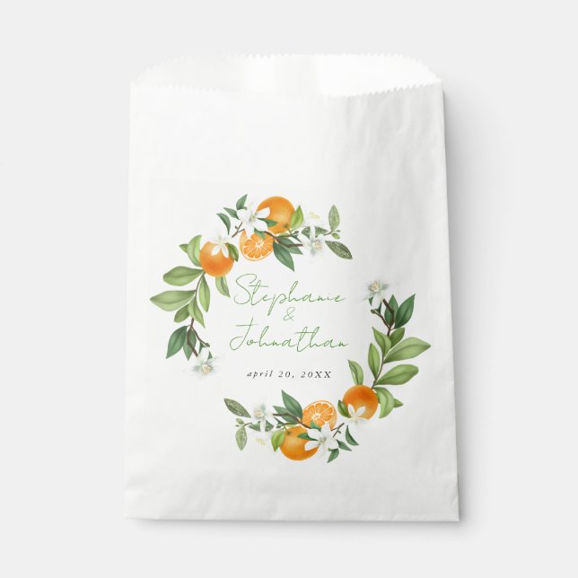 Sachets En Papier Mariage d'aquarelle mandarin orange (Devant)