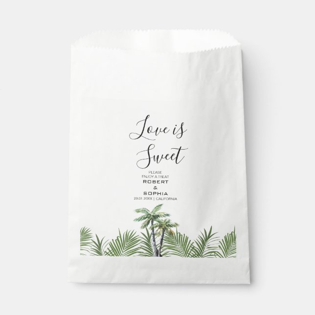 Sachets En Papier Mariage d'aquarelle moderne Palm Tree (Devant)