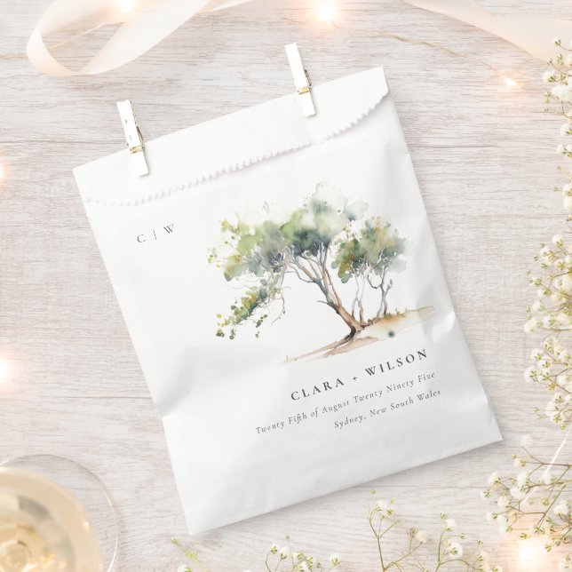 Sachets En Papier Mariage d'arbre botanique simple minimal (Coupé)