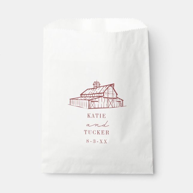 Sachets En Papier Mariage de automne rouge roux routé (Devant)