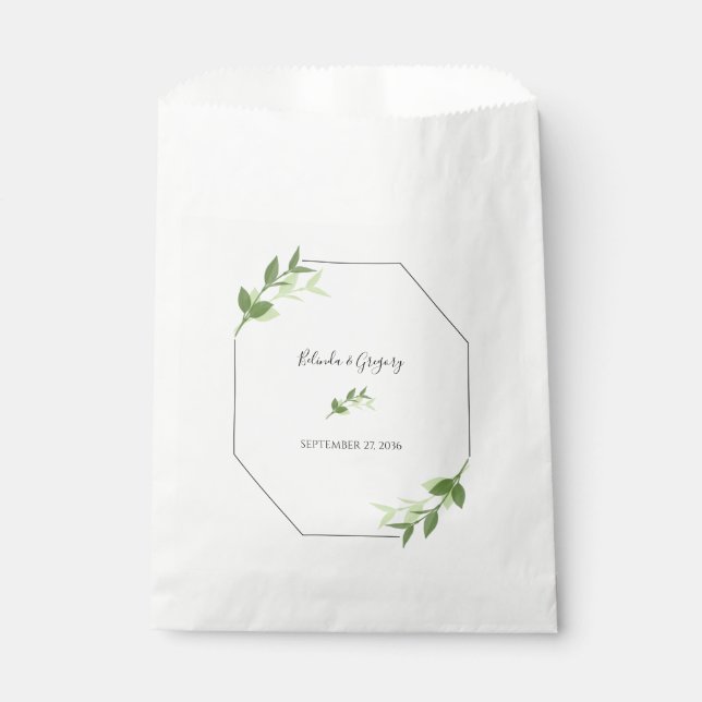 Sachets En Papier Mariage de cadre Feuilles de jardin verdoyant (Devant)