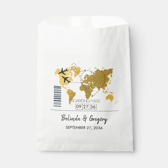 Sachets En Papier Mariage de carte d'embarquement de destination (Devant)