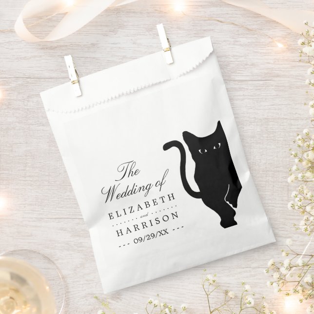 Sachets En Papier Mariage de chat noir Whimsical moderne (Coupé)