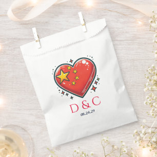 Sachets En Papier Mariage de coeur en couple chinois