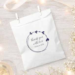Sachets En Papier Mariage de couronne bleu marine simple coeur