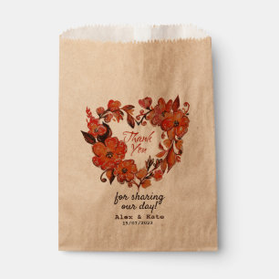 Sachets En Papier Mariage de couronne orangée de coeur floral