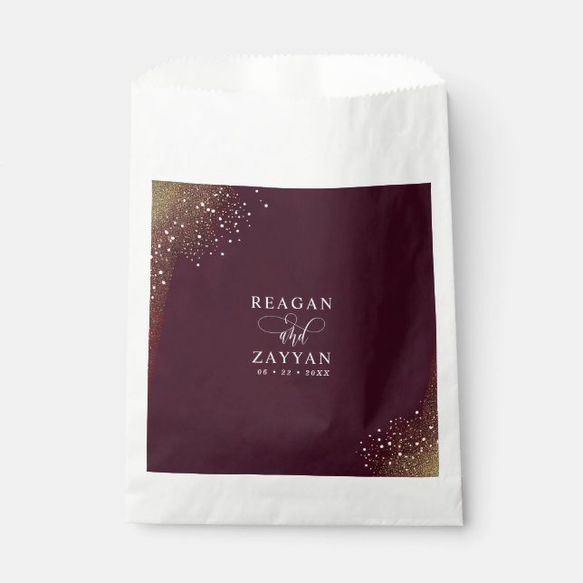 Sachets En Papier Mariage de Crimson profond de nuit étoilé (Devant)