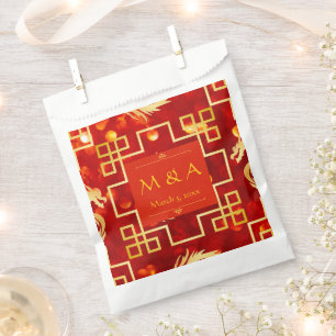 Sachets En Papier Mariage de dragon rouge et or