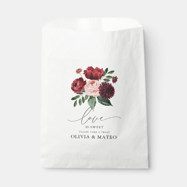 Sachets En Papier Mariage de fleurs de Bourgogne d'automne (Devant)