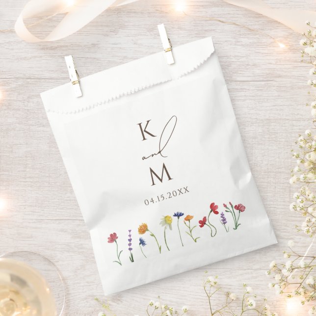 Sachets En Papier Mariage de fleurs Fleur sauvage de Monogramme colo (Coupé)