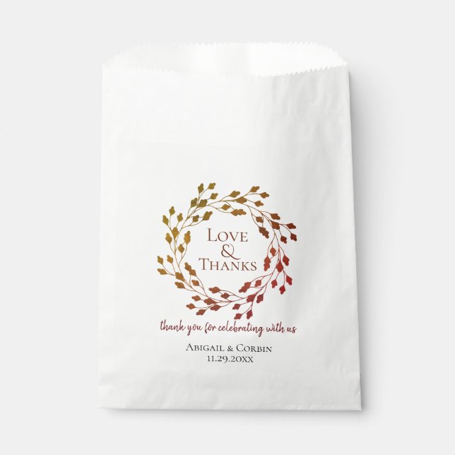 Sachets En Papier Mariage de la couronne d'automne feuilleté (Devant)