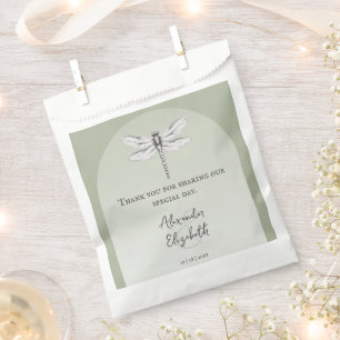 Sachets En Papier Mariage de libellules de Sage Green
