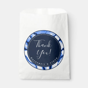 Sachets En Papier Mariage de marbre bleu marine moderne Merci