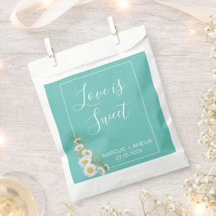 Sachets En Papier Mariage de marguerites Turquoises et blanches