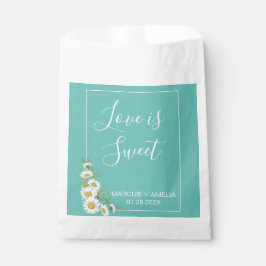 Sachets En Papier Mariage de marguerites Turquoises et blanches