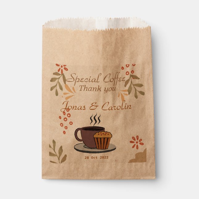 Sachets En Papier Mariage de Merci de café spécial personnalisé (Devant)