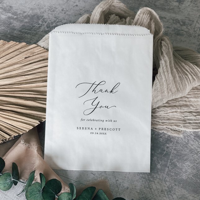 Sachets En Papier Mariage de Merci de calligraphie noir délicat (Créateur téléchargé)