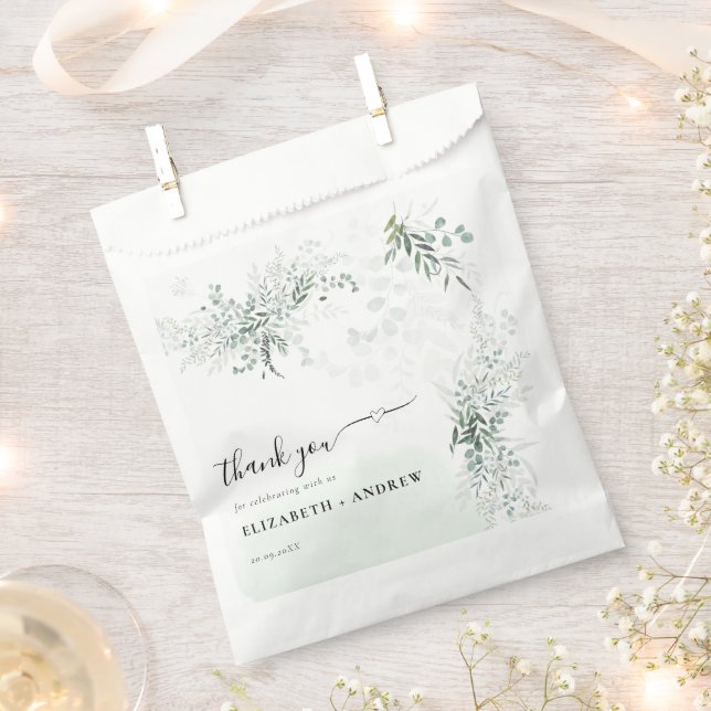 Sachets En Papier Mariage de Merci de feuillage vert (Coupé)