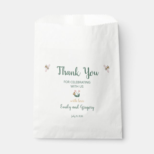 Sachets En Papier Mariage de Merci de fleurs lunaires (Devant)