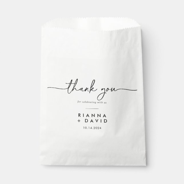 Sachets En Papier Mariage de Merci noir blanc classique (Devant)