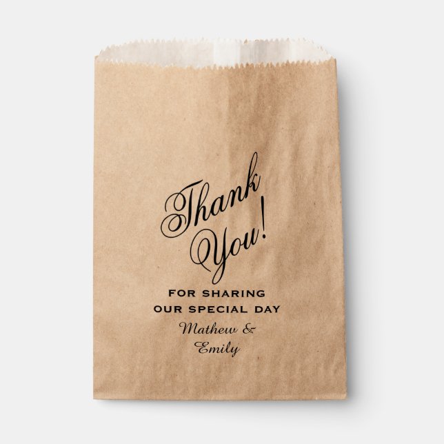 Sachets En Papier Mariage de Merci personnalisé (Devant)