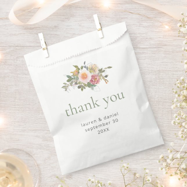 Sachets En Papier Mariage de Merci vert Sage (Coupé)