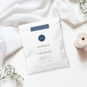Sachets En Papier Mariage de monogramme arrondi de couleur classique