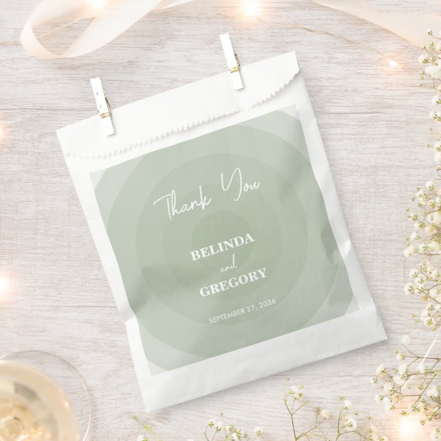 Sachets En Papier Mariage de monogramme moderne Sage Green (Coupé)