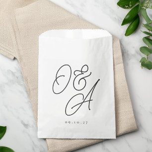 Sachets En Papier Mariage de monogramme noir et blanc surdimensionné