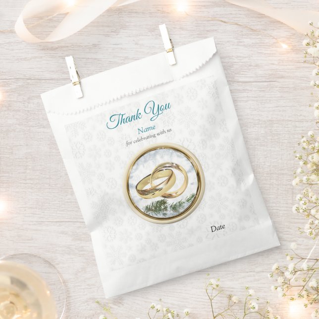 Sachets En Papier Mariage de Noël blanc (Coupé)