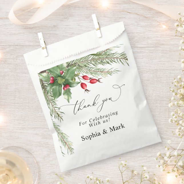 Sachets En Papier Mariage de Noël Red Berries (Coupé)