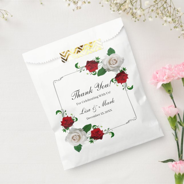 Sachets En Papier Mariage De Noël Rose Rouge Et Blanc (Scellé)