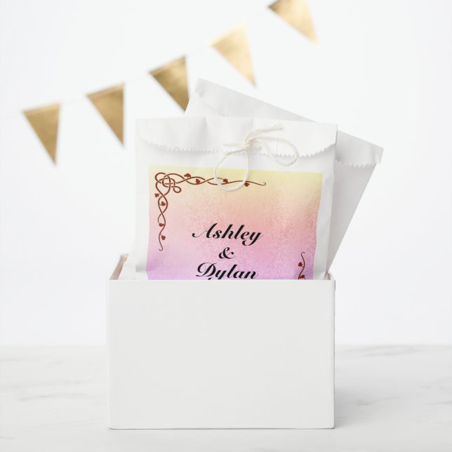Sachets En Papier Mariage de noms personnalisés rose violet d'automn (Fête)