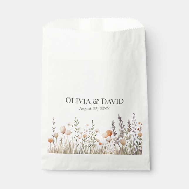 Sachets En Papier Mariage de prairie de Fleur sauvage de pêche (Devant)