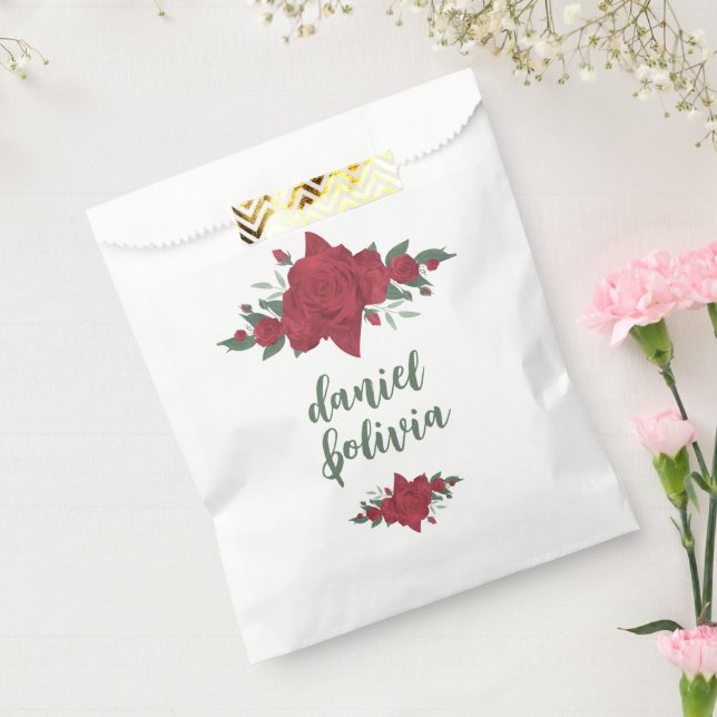 Sachets En Papier Mariage de Red Roses Boho (Scellé)
